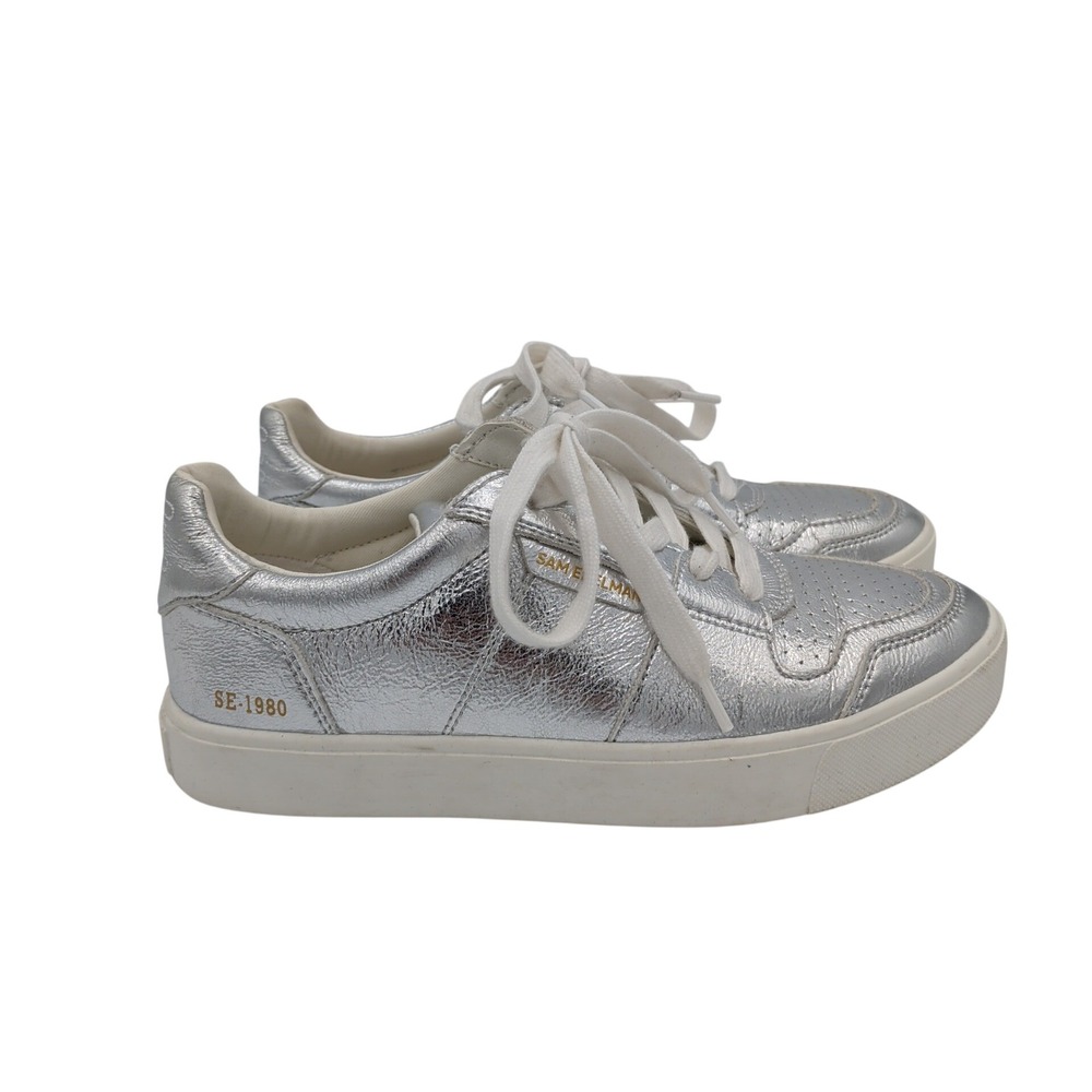 Sam Edelman Edie Silver Metallic Low Top Sneakers Womens Size 6M SE-1980‎